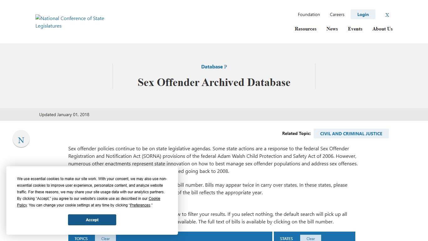 Sex Offender Enactments Database