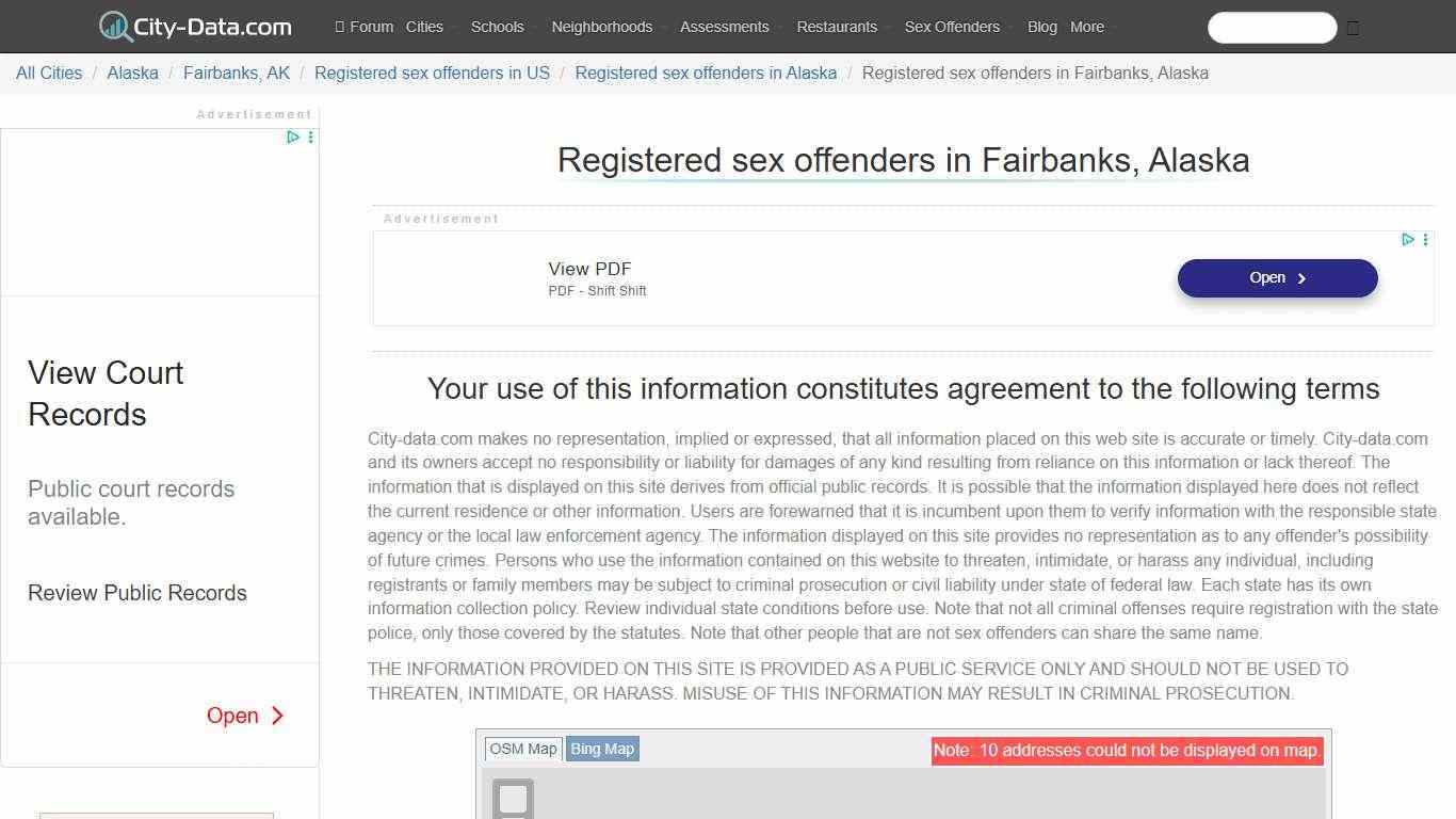 Registered sex offenders in Fairbanks, Alaska - crimes listed, registry-based, living in this city